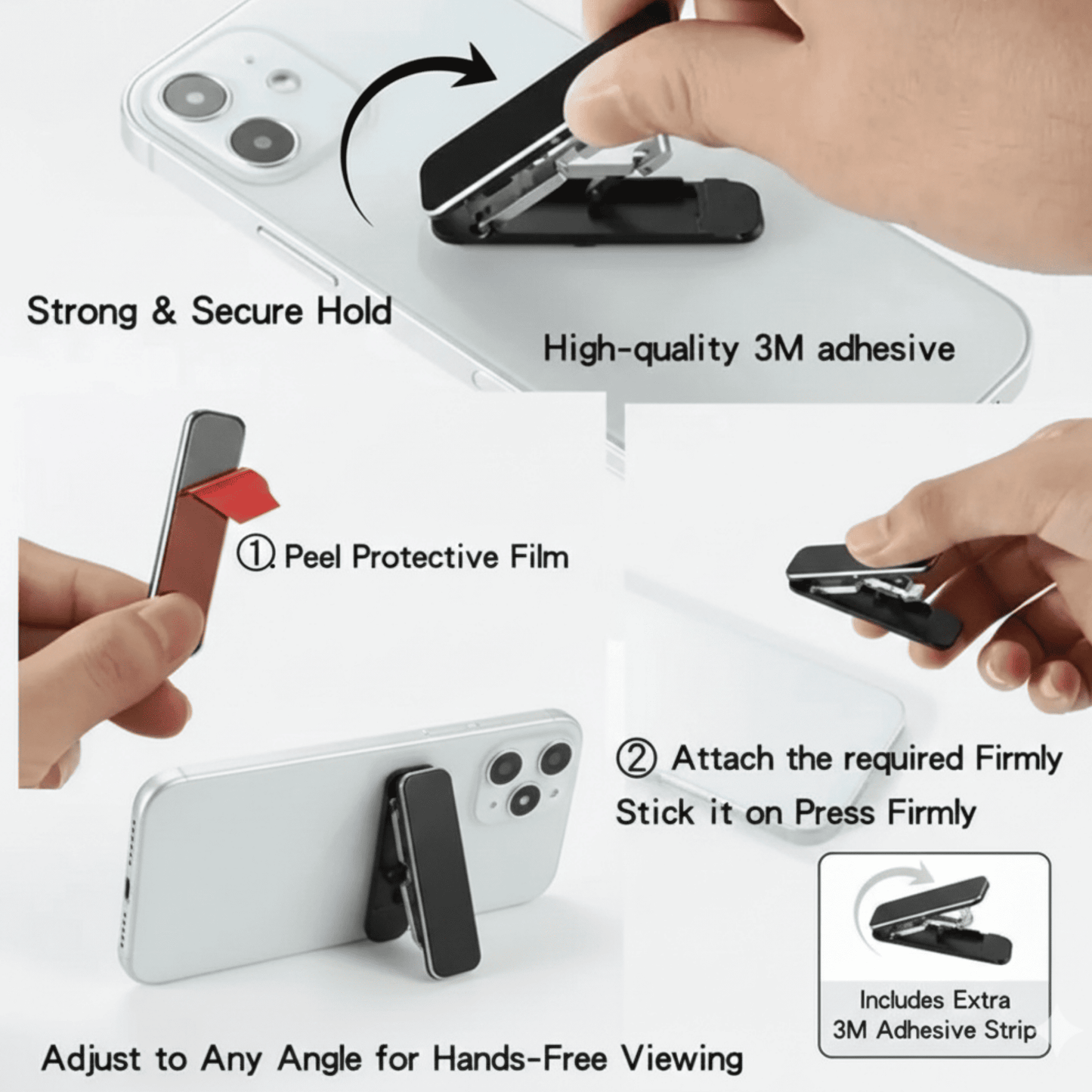 Ultra-Slim Folding Mobile Phone Stand – Compact, Durable and Adjustable Kickstand