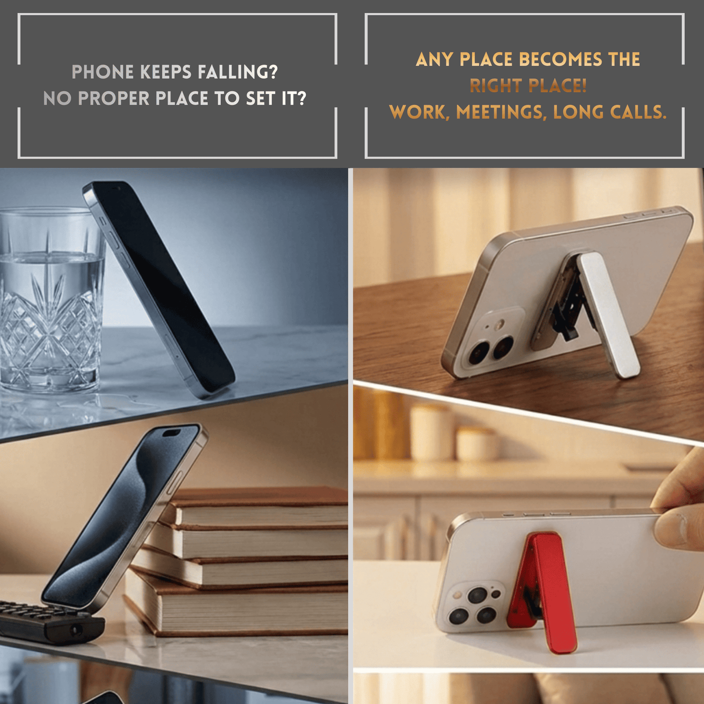 Ultra-Slim Folding Mobile Phone Stand – Compact, Durable and Adjustable Kickstand