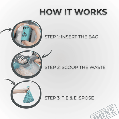 Self-Cleaning Cat Litter Scoop with Waste Bag System – Hygienic, No-Touch Litter Box Cleaner