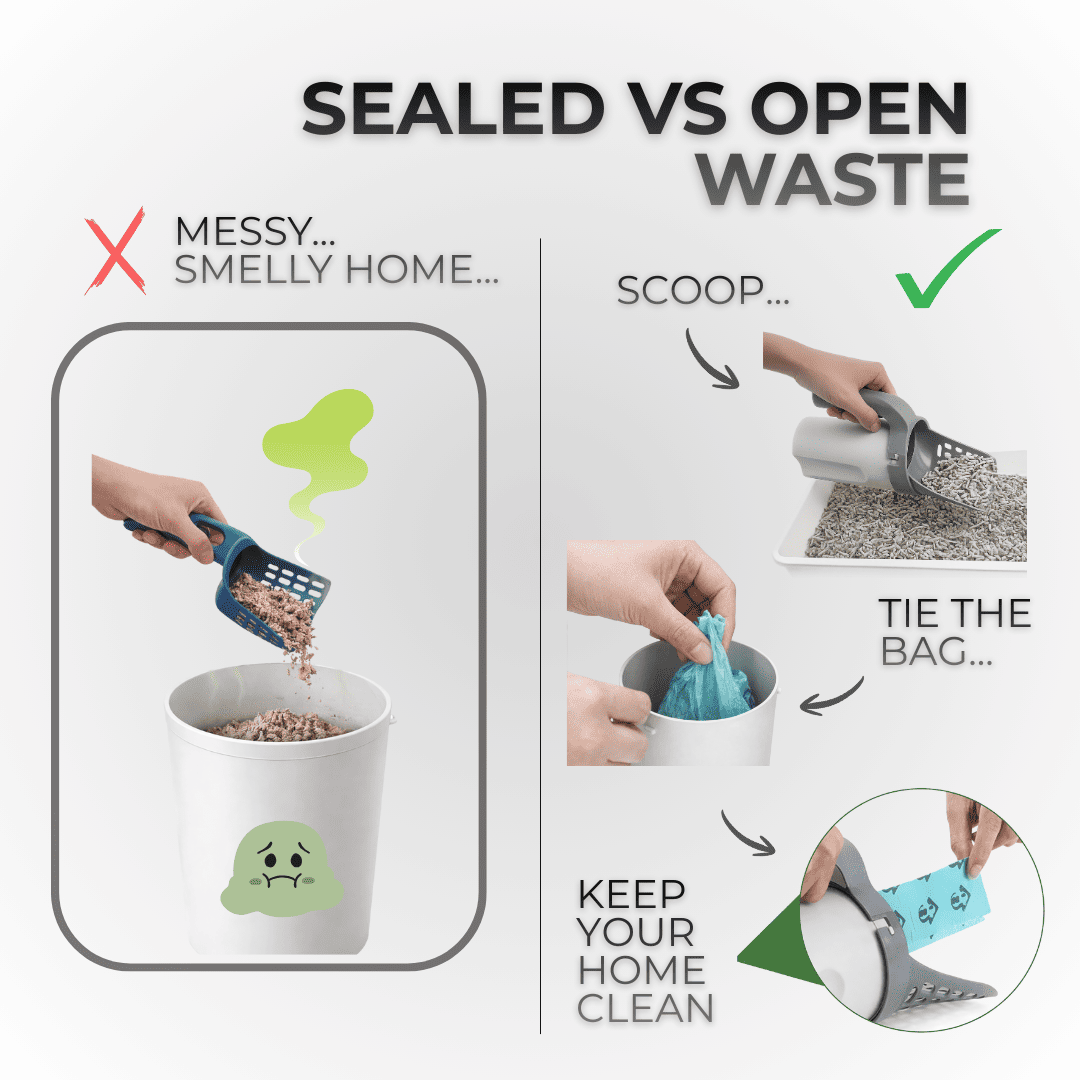 Self-Cleaning Cat Litter Scoop with Waste Bag System – Hygienic, No-Touch Litter Box Cleaner