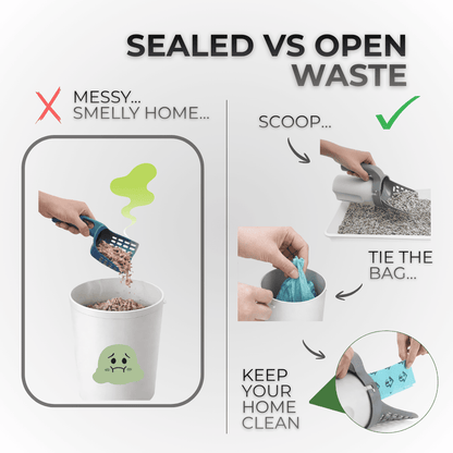 Self-Cleaning Cat Litter Scoop with Waste Bag System – Hygienic, No-Touch Litter Box Cleaner